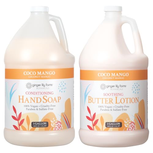 Ginger Lily Farms Botanicals Hand Soap + Butter Lotion Bundle, Coco Mango