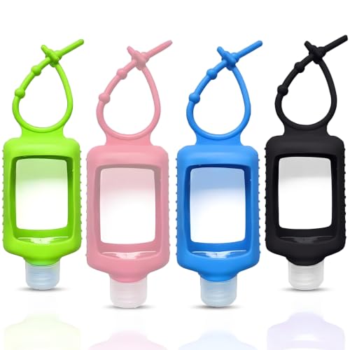 4 Pack 60ml Clear Travel Bottles with Silicone Keychain