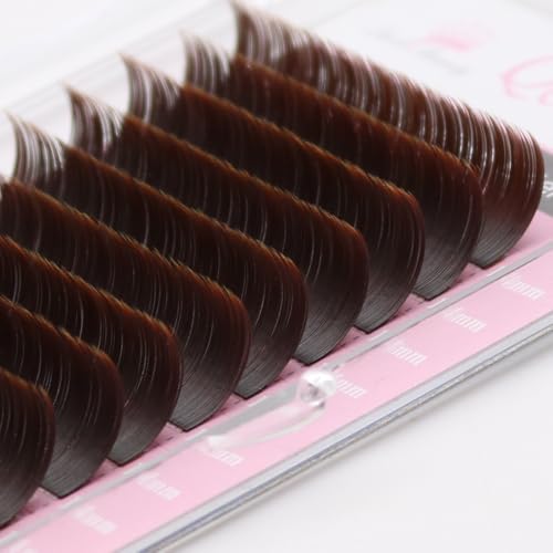 Double Tips Flat Ellipse Eyelash Extensions Supplies 0.20 C curl Mix8-15mm Brown Color Faux Mink Super Soft Split Tips Lash Individual Lashes (0.20C, MIX8-15)