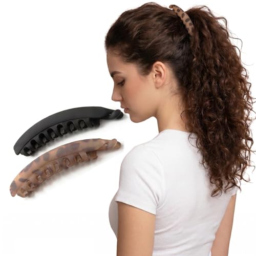 Vrose Flosi Retro Banana Clip for 3-4.5" Ponytails - No Crease, Secure Hold