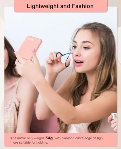 WOBSION Portable 1x/2x Magnifying Travel Makeup Mirror - Pink