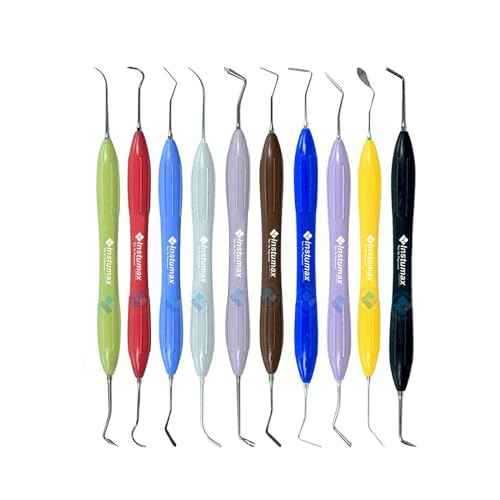 Set of 10 Dental Composite Placement Filling Instruments – Silicone Handle Restoration Plugger/Spatula – Resin Application & Tooth Restoration Kit