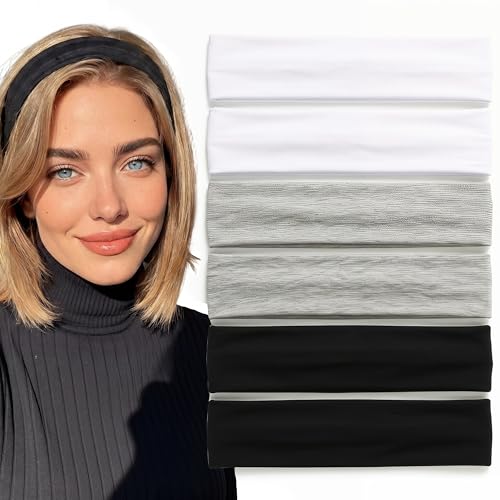 6 Pcs Women's Elastic Hair Headbands - Fashionable Non-Slip Hair Accessories
