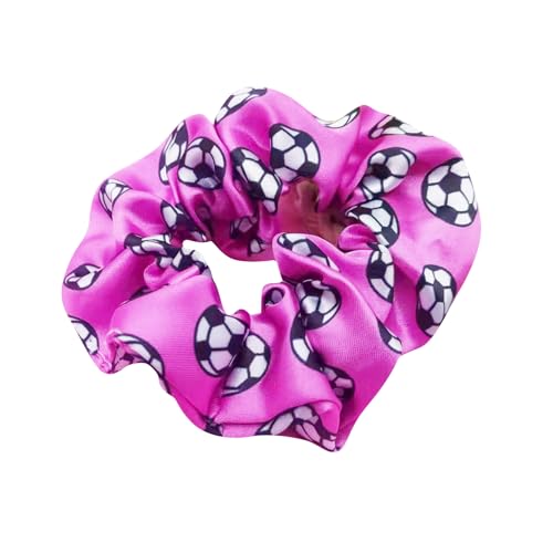 6 Pack Silky Smoothly Soccer Hair Scrunchies Sparkly Football Hair Ties Hair Eleastic Bands Scrunchy Ropes Ponytail Holders Wrist for Girls Soccer Teams School,Dance,Games ,Tournaments and Party favor