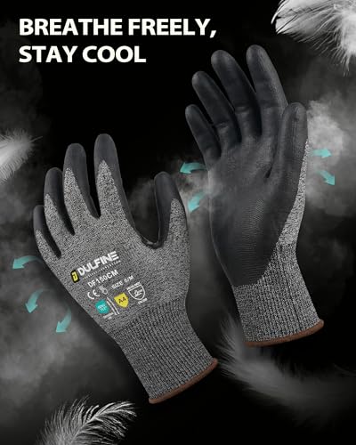 DULFINE A9 Cut Resistant Work Gloves - Max Protection for Industrial Tasks, 2 Pairs