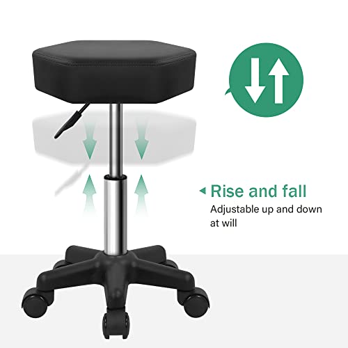 FURWOO Hexagon Rolling Stool Height Adjustable Salon Chair
