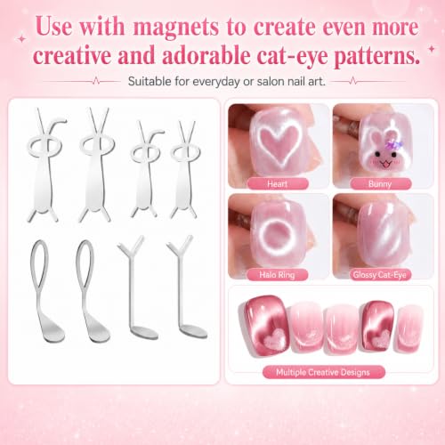 Ideal Swan 17 Pcs Cat Eye Magnet Nail Art Kit for Creative Manicures