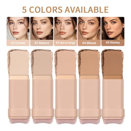BAISEN DIARY Warm Beige Beauty Balm Serum & Foundation Stick with Brush – Full Coverage, Long-Lasting, Travel-Ready Skin Tinte