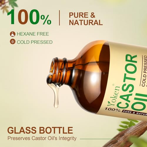 Jojoba Oil 4oz & Castor Oil 16oz Set: Both in Glass Bottle, 100% Pure & Natural, EWG Verified, Cold Pressed, Virgin, Hexane Free - Best Carrier Oils Hair Oils Facial Oils, Hydrating & Nourishing