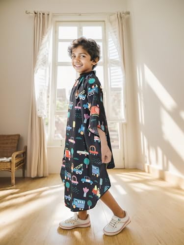 Kids Haircut Cape with Sleeves - Adjustable Neck, Cars Design