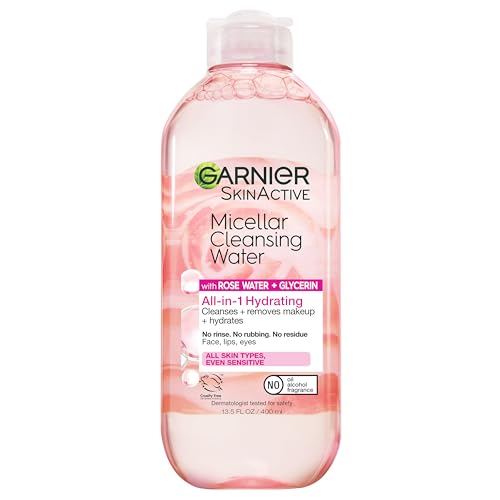 Garnier Unscented Micellar Water with Glycerin - Hydrating Facial Cleanser & Makeup Remover 13.5 Fl Oz