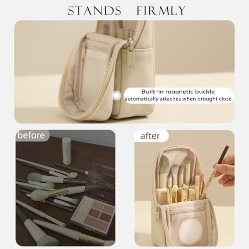 Standing Makeup Brush Bag | Waterproof PU Leather Organizer