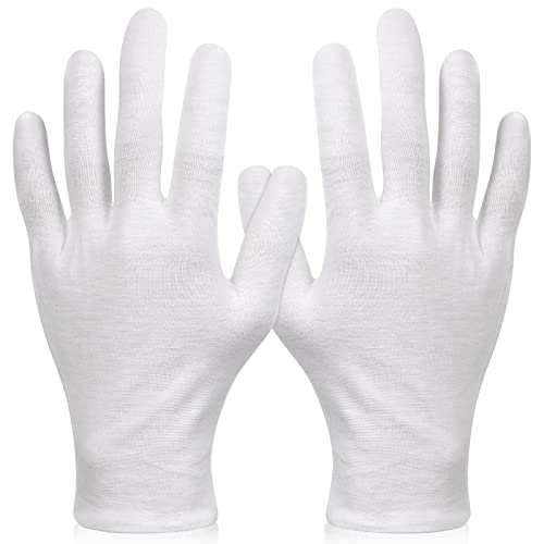 PAXCOO XL White Cotton Gloves - 6 Pairs for Moisturizing & Eczema