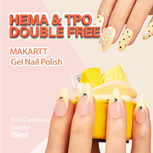 Makartt Hema-Free Pastel Yellow Gel Nail Polish - Butter Yellow, 15ML, Honey Soufflé Variant