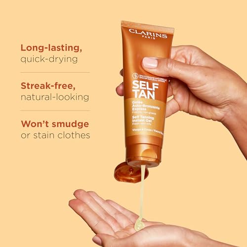 Clarins Self Tanning Tinted Gel | Self Tanner For Face and Body | Natural, Long-Lasting, Streak-Free, Buildable, Instant Tan* | Non-Staining and Fast Absorbing | Contains Glycerin