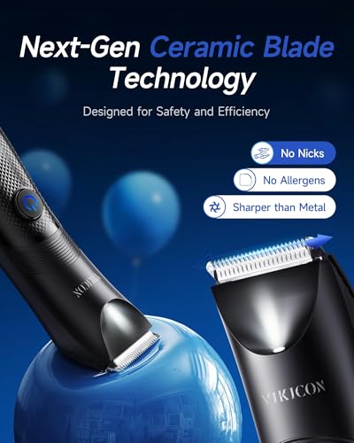 VIKICON Waterproof Manscape Trimmer for Men with LED Light