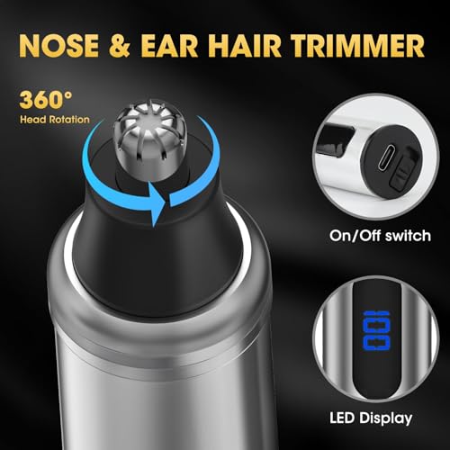 Hair Clippers for Men,4 in 1 Professional Hair Clippers T-Blade Trimmer Electric Foil Shaver Nose Hair Trimmer Set,Cordless Barber Hair Cutting Men¡¯s Grooming Kit LCD Display Gifts (Silver)
