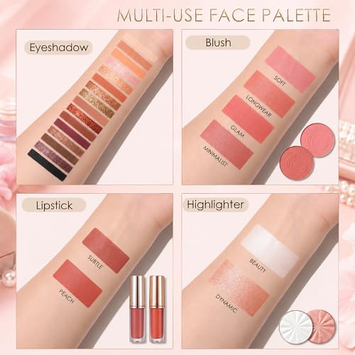 All-in-One Makeup Palette with Nude Pink Brown Shades