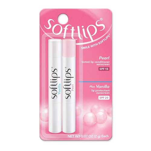 Softlips Daily Lip Moisturizer For Very Dry Lips With SPF, Pearl Tint & Vanilla Flavor Lip Balm, Hydrates, Soothes & Prevents Dry, Chapped Lips, Smooth Glide Formula, 2 Pack (12x0.14 oz)