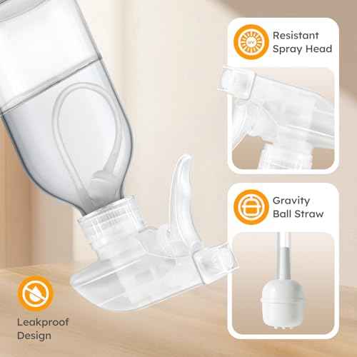 Tecohouse Glass Spray Bottles 8oz, 2 Pack 360¡Æ Glass Spray Bottle for Cleaning Upside Down Mister Squirt Bottle with Adjustable Nozzle for Hair, Plants, Pet Clear White Nozzles