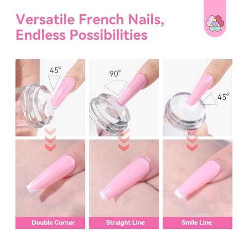 Saviland French Tip Nail Stamper Kit 4PCS Clear Silicone