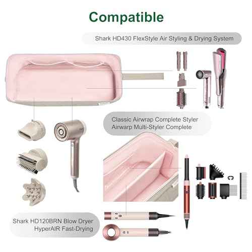 Hair Tools Travel Bag Organizer for Dyson Airwrap Case Holder Shark Hair Dryer Flex Style Airstraight Brush Revlon Attachments Carrying Case Flat Curling Iron Bags (Camel)