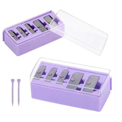 5-Hole Cosmetic Pencil Sharpener 2-Pack with Lid for Eyeliner & Lip Liner