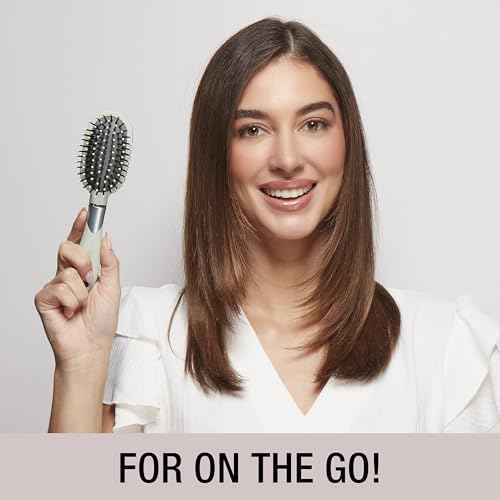 Conair Velvet Touch oval cushion hair brush - Travel Hairbrush- Detangling - ideal for curly or straight styles - detangler brushes - women or men - Sage Green