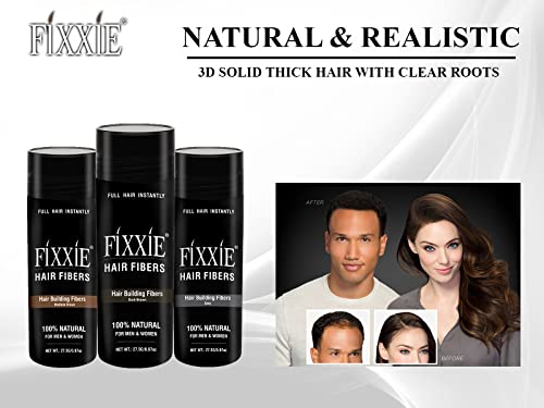 FIXXIE Black Hair Fibers for Thinning Hair 27.5g Bottle - Natural Keratin Hair Concealer for Men & Women