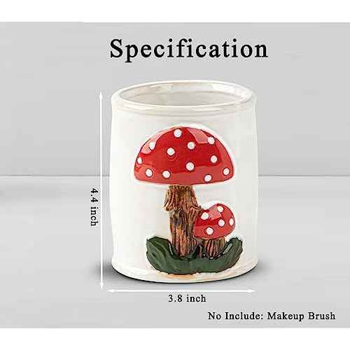 Mushroom Makeup Brush Holder Ceramic Makeup Brush Organizer White Make Up Brush Holder Organizer