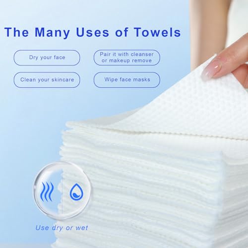 XL Disposable Face Towels,100% Biodegradable,Ultra Soft Makeup Remover Wipes for Sensitive Skin, 10 x 12 "50 Ct, 1 pack