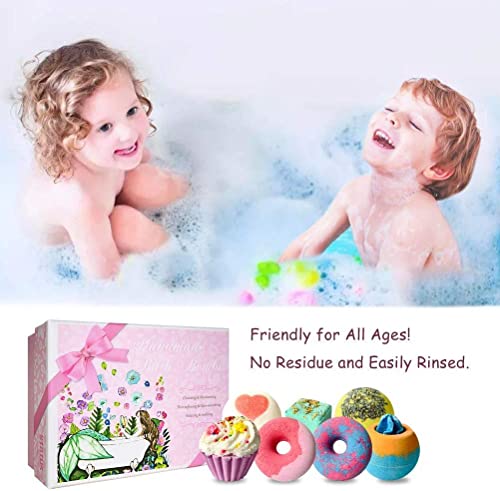Natural Bath Bomb Gift Set - 7 Fizzy Bubble Bath Bombs with Shea Butter