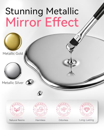 Makartt Chrome Gel Nail Polish Set - Gold & Silver Mirror Painting Gel