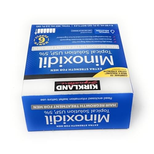 Minoxidil for Men 5% Extra Strength Hair Regrowth for Men fLsbok, 6 Month Supply by Kirkland Signature, 6 Pack (2 oz Bottle)
