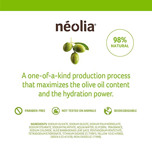 Neolia Olive Oil Soap Bar (8 Pack): Gentle Green Bar Cleanser Made with Organic Italian Extra Virgin Olive Oil & Aloe. Ideal Natural Soap for Dry Skin. Gentle Natural Cleanser for Sensitive Skin.