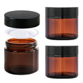3-Pack 2oz Amber Glass Jars with Airtight Black Lids