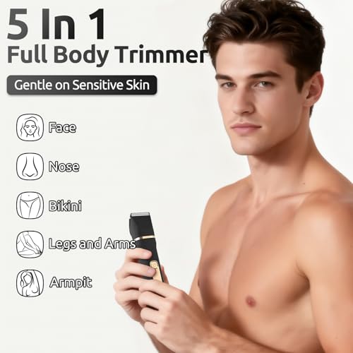 Bikini Trimmer for Women,5-in-1 Electric Razors for Women,Electric Shaver for Women's,IPX7 Waterproof Trimmer for Men Legs,with 5 Replaceable Blade Heads,USB Recharge Dock£¨Black£©