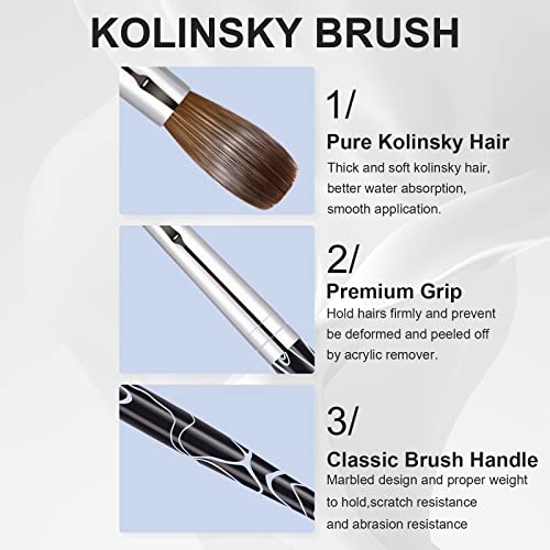 100% Pure Kolinsky Acrylic Nail Art Brush Size 10 - Oval Manicure Tool