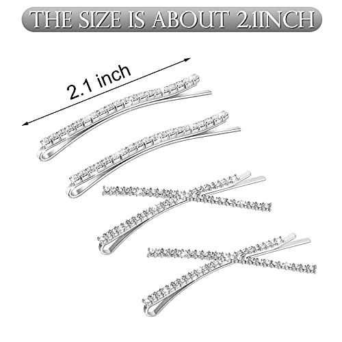 Rhinestone Bobby Pins Silver 12 Pack Decorative Hair Clips