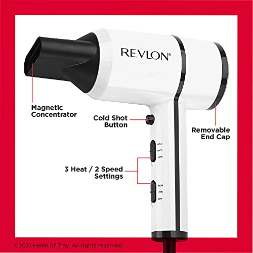 Revlon Crystal C + Ceramic Compact Hair Dryer | Long-Lasting Shine and Less Frizz