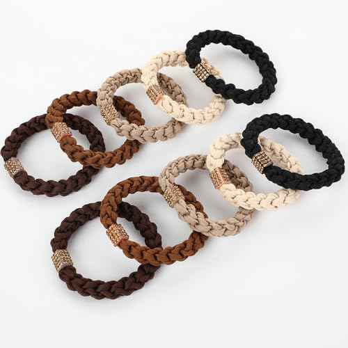 10Pcs Stylish Women Hair Ties, 5 Colors for Hair Bands, 2.36 Inch Diameter Hair Tie for Thick Hair High Ponytail Holders