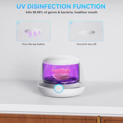 Ultrasonic Retainer Cleaner Machine Pro, Quickly Completes Denture Brushing and Bathing, Deep Cleaning, and Effectively Prevents Aligner Discoloration - White