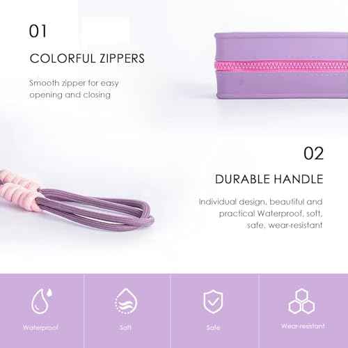 Travistar Silicone Travel Makeup Bag - Large Capacity Make Up Pouch Travel Makeup Organizer Bag Waterproof Toiletry Bag Portable Cosmetic Bag Cute Womens Brush Holder Bag with Zipper Closure Blue