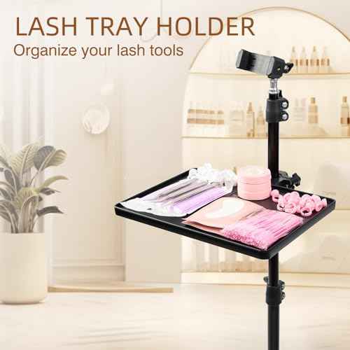 MoyRetty Lash Tray Holder (10.6¡± x 8¡°), Adjustable Plastic Essential Organizer Stand for Lash Techs, Perfect for Salon or Homes Use-Black