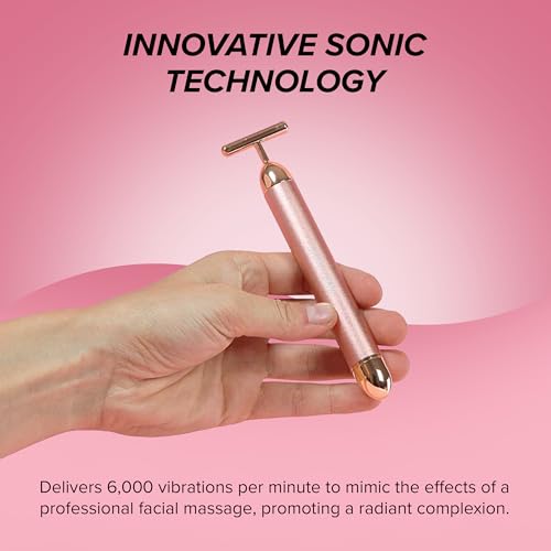 SKIN GYM Beauty Lifter Vibrating T-Bar Gold, Sonic Facial Massage Tool for Sculpting and Circulation