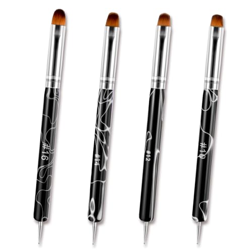 Professional 4-Piece Nail Art Brush Set with Dotting & French Tips, Manicure Tools