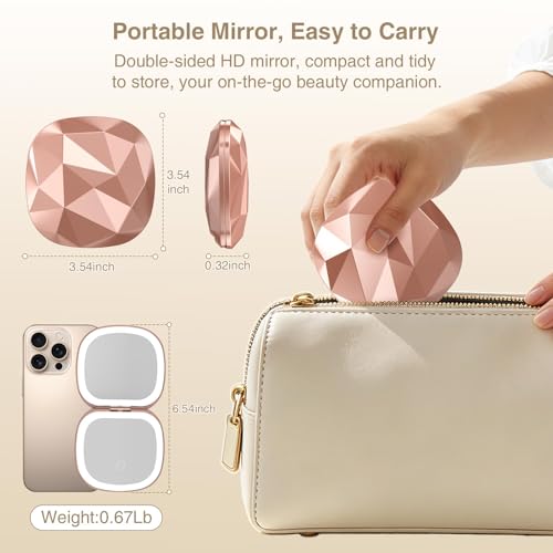 10X Magnifying Travel Makeup Mirror with LED Light