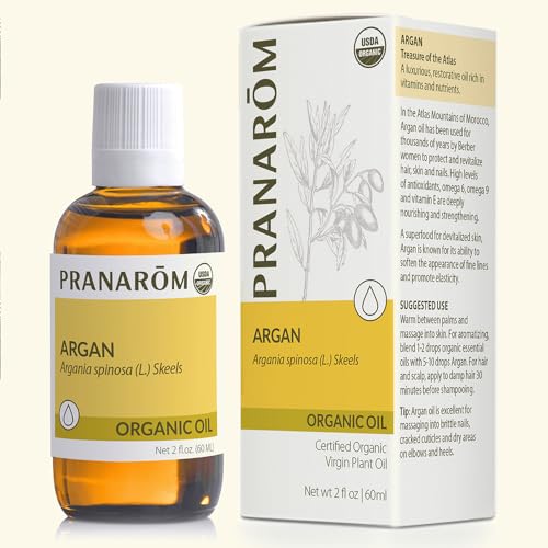 Pranarom - USDA Certified Organic Moroccan Argan Virgin Plant Oil - 2 fl oz Glass Bottle - Mositurize, Protect, & Nourish - Hair, Skin, & Nails