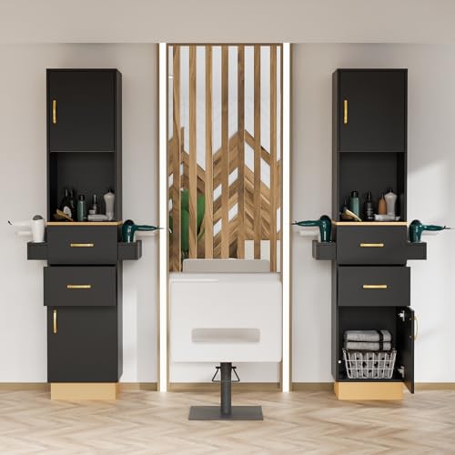 OmySalon Salon Station with 2 Drawers & 6 Hair Dryer Holders