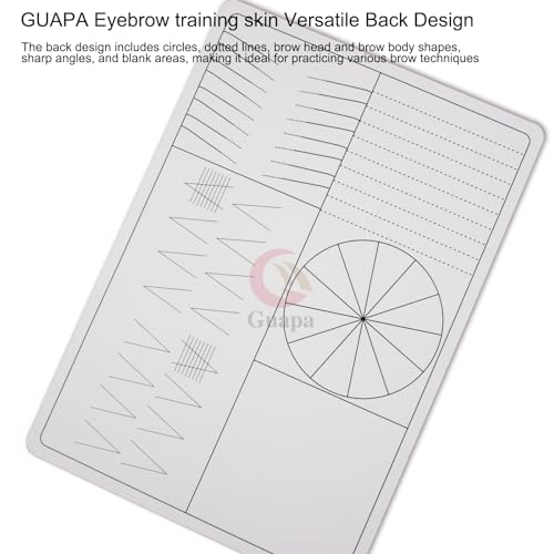 3pcs Silicone White Permanent Makeup Practice Skin with Black Outlines Double Sided Pre-printed Nano Brow Practice Skin Microblading Latex (White Skin-Black Printing)
